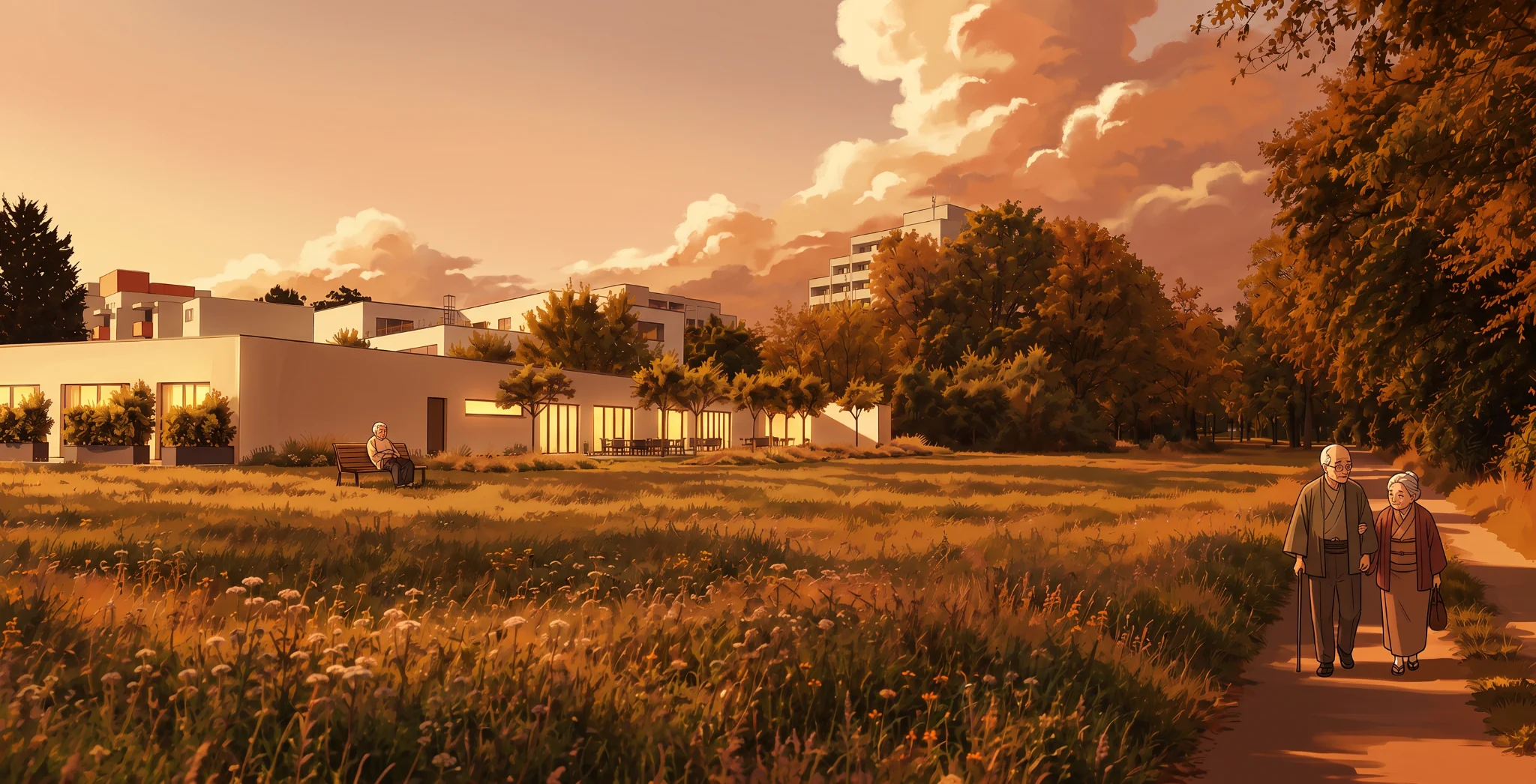Architektonische Konzeptdarstellung des Hospizes am Waldrand