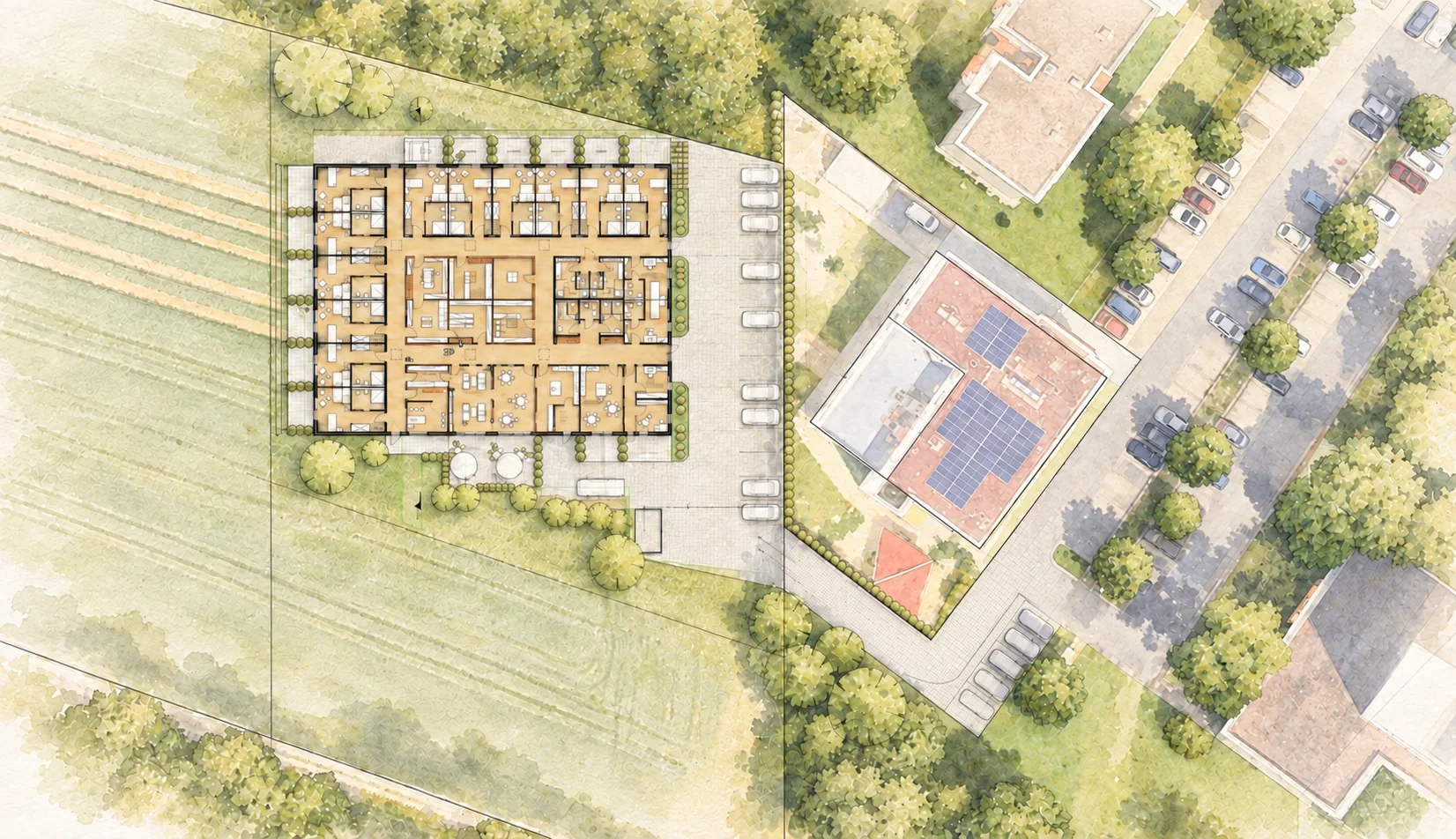 Lageplan des Hospizes mit Umgebung